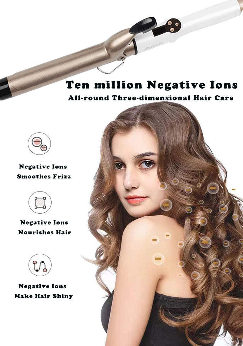 Hair Curlers Waves Electric Professional Ceramic Hair Curler Lcd Curling Iron Roller Curls Wand Waver Fashion Styling Tools