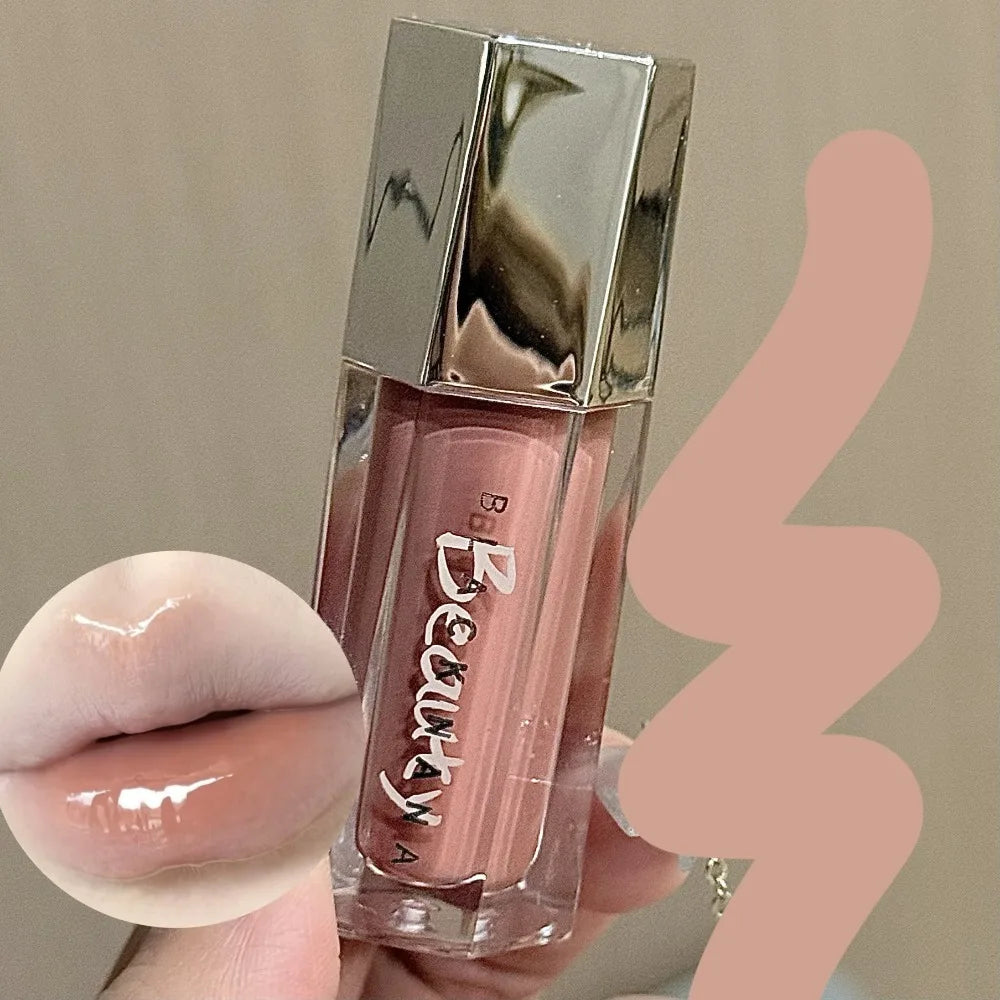 6 Colors Mirror Lip Gloss Glass Mirror Water-light Waterproof Moisturizing Liquid Lipstick Lasting Red Brown Lips Glaze Makeup