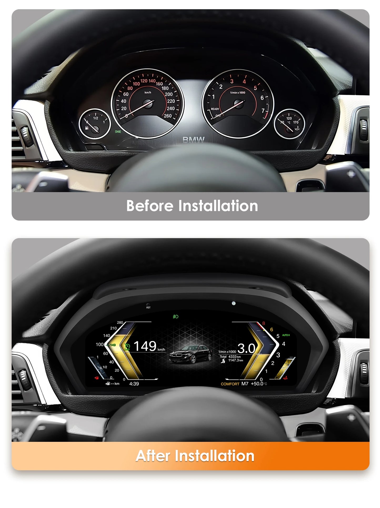 12.3 "Digital Instrument Cluster Dash Panels For BMW 3 Series F30/F31/GT-F34 NBT/EVO/ BMW 4 Series F32/F33/F36(2013-2020)NBT/EVO