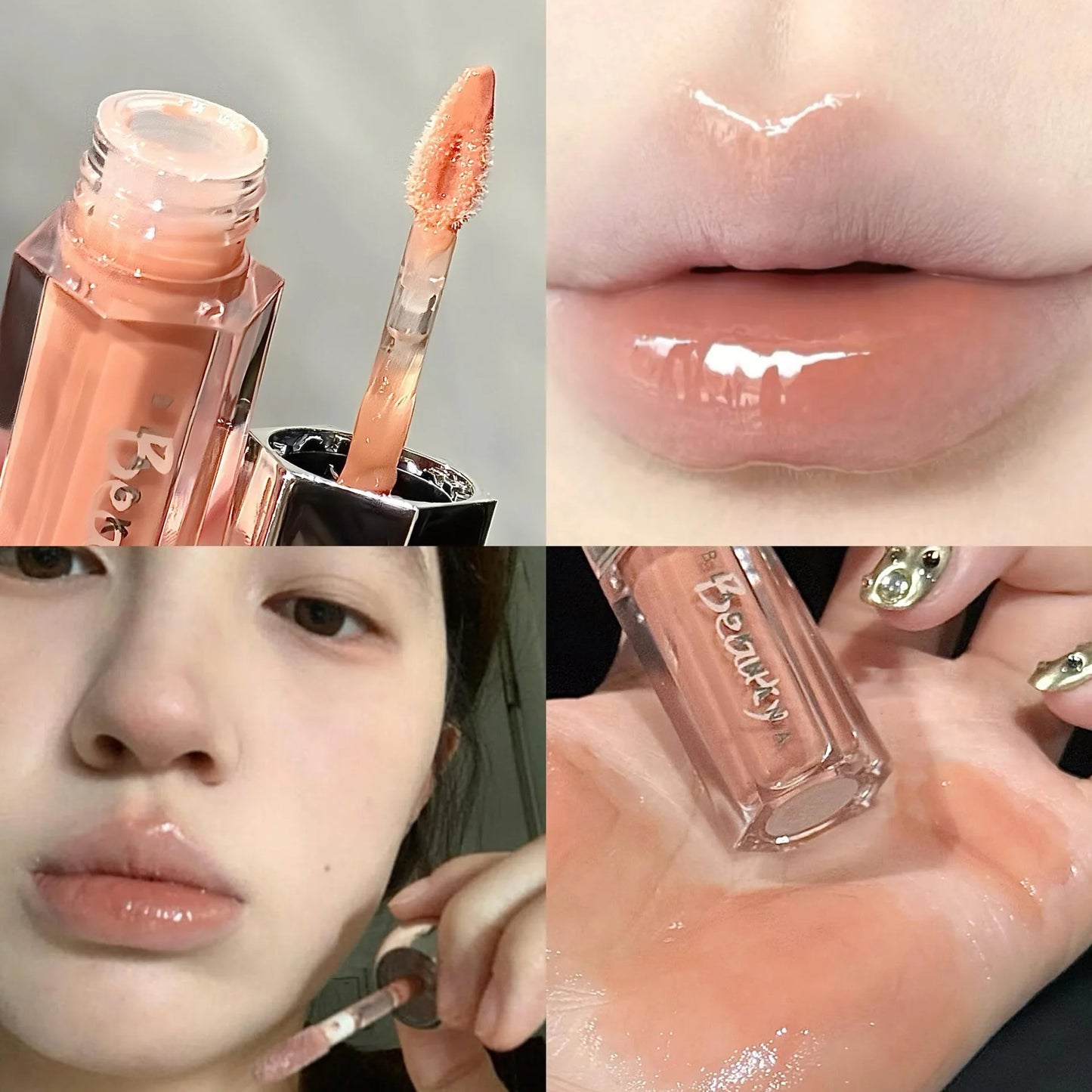 6 Colors Mirror Lip Gloss Glass Mirror Water-light Waterproof Moisturizing Liquid Lipstick Lasting Red Brown Lips Glaze Makeup
