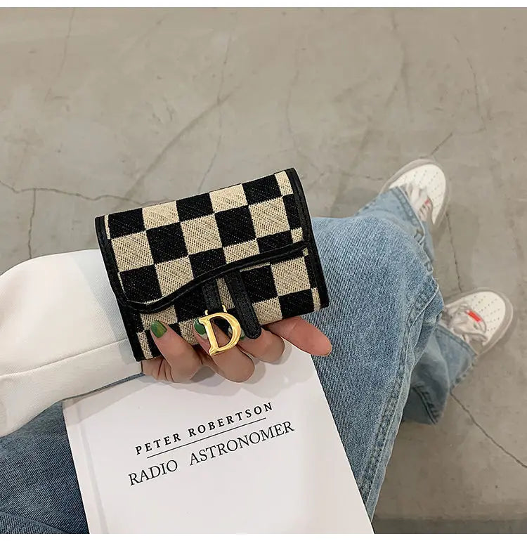 New Black and White Check Exquisite High-End Multi-Card Holder for Women