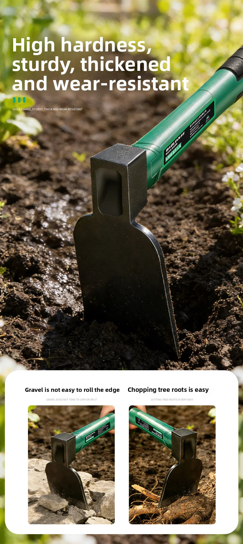 Multifunctional Outdoor Pickaxe  4.6mm Thickness Gardening Tools ,Durable Hoe,Rake,Pickaxe for Digging Planting Weeding