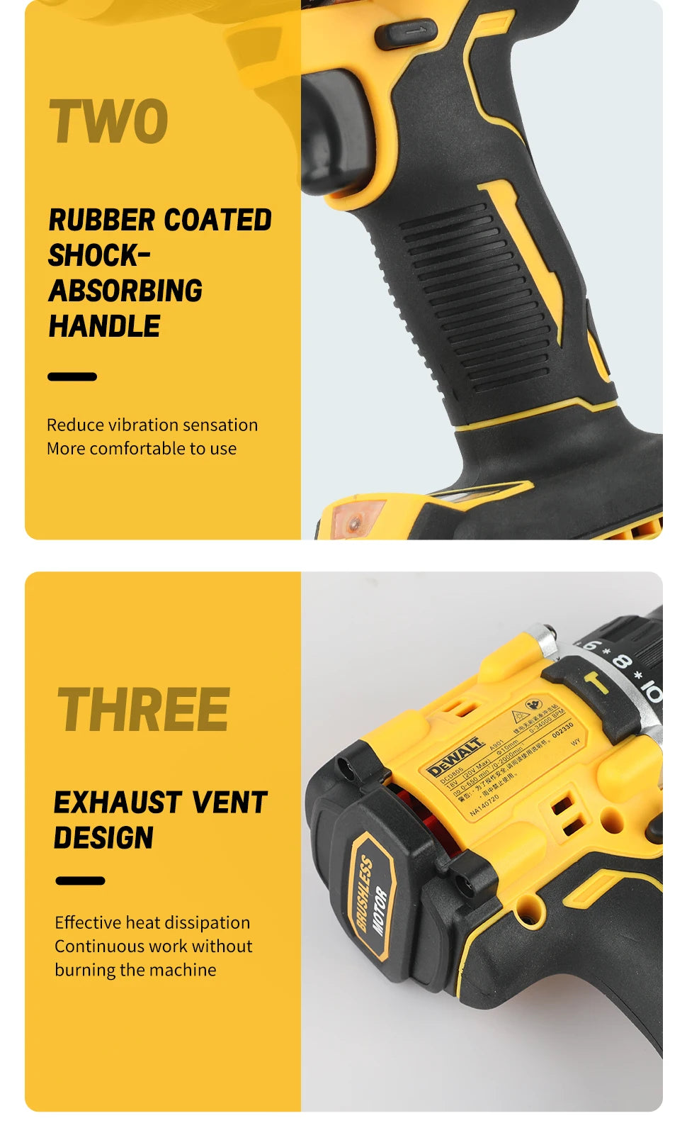 DEWALT Lithium Battery 20V Rechargeable Brushless Compact Electric Screwdriver Hand Drill Impact Drill DCD805