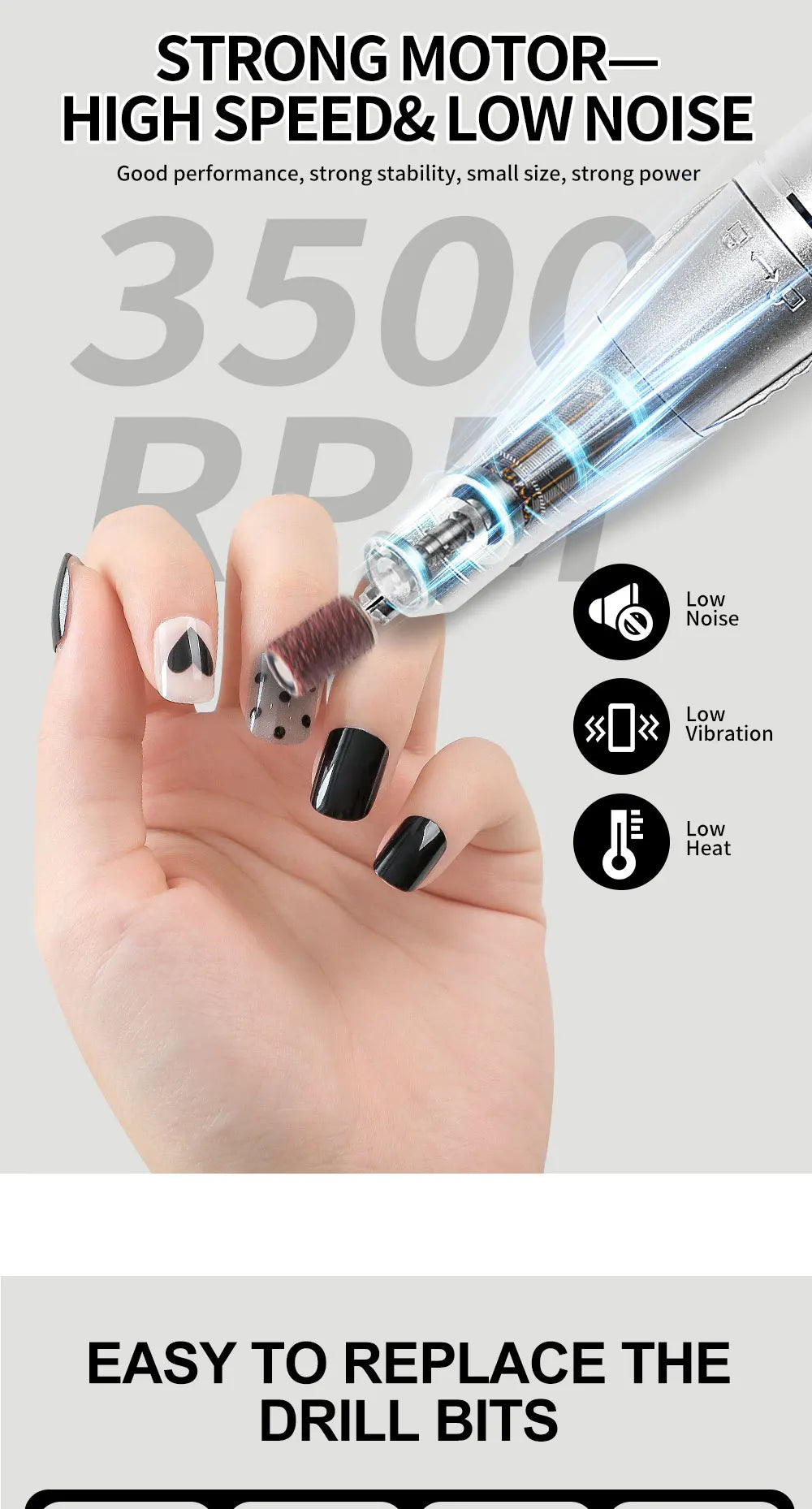 35000/45000RPM Rechargeable Nail Drill Machine Professional Portable Electric Manicure File for Nails Gel Polish Remove Grinding