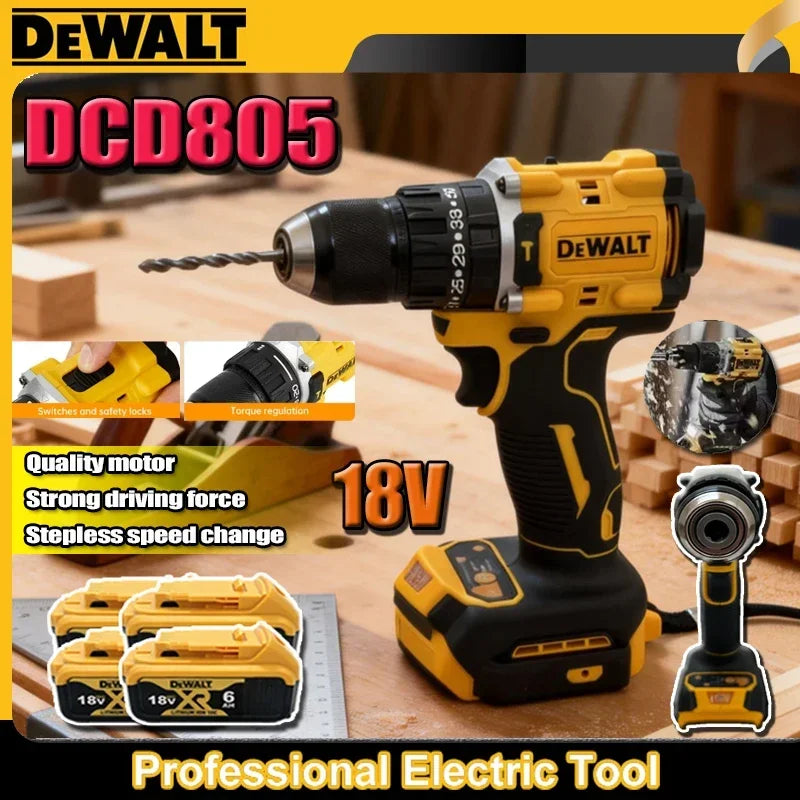 DEWALT DCD805 Brushless Impact Drill Cordless Electric Screwdriver Multi-Function Hand Drill 20V Rechargeable Power Tool