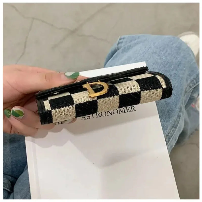 New Black and White Check Exquisite High-End Multi-Card Holder for Women