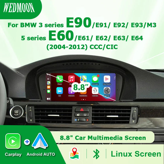 8.8" Car Multimedia linux Screen Carplay Android Auto For BMW 5/3 Series E60 E61 E63 E64 E90 E91 E92 2004-2012 autolink airplay
