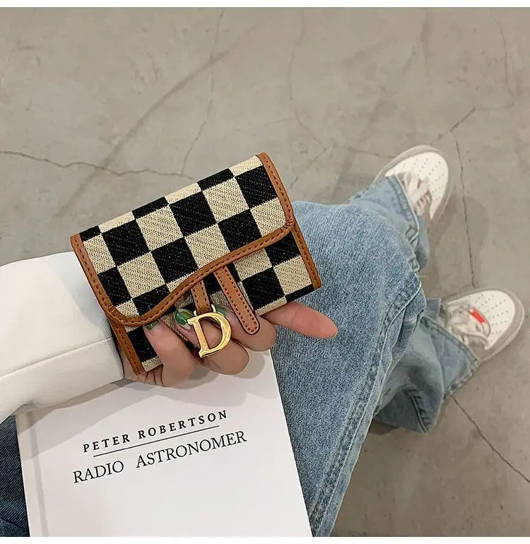 New Black and White Check Exquisite High-End Multi-Card Holder for Women