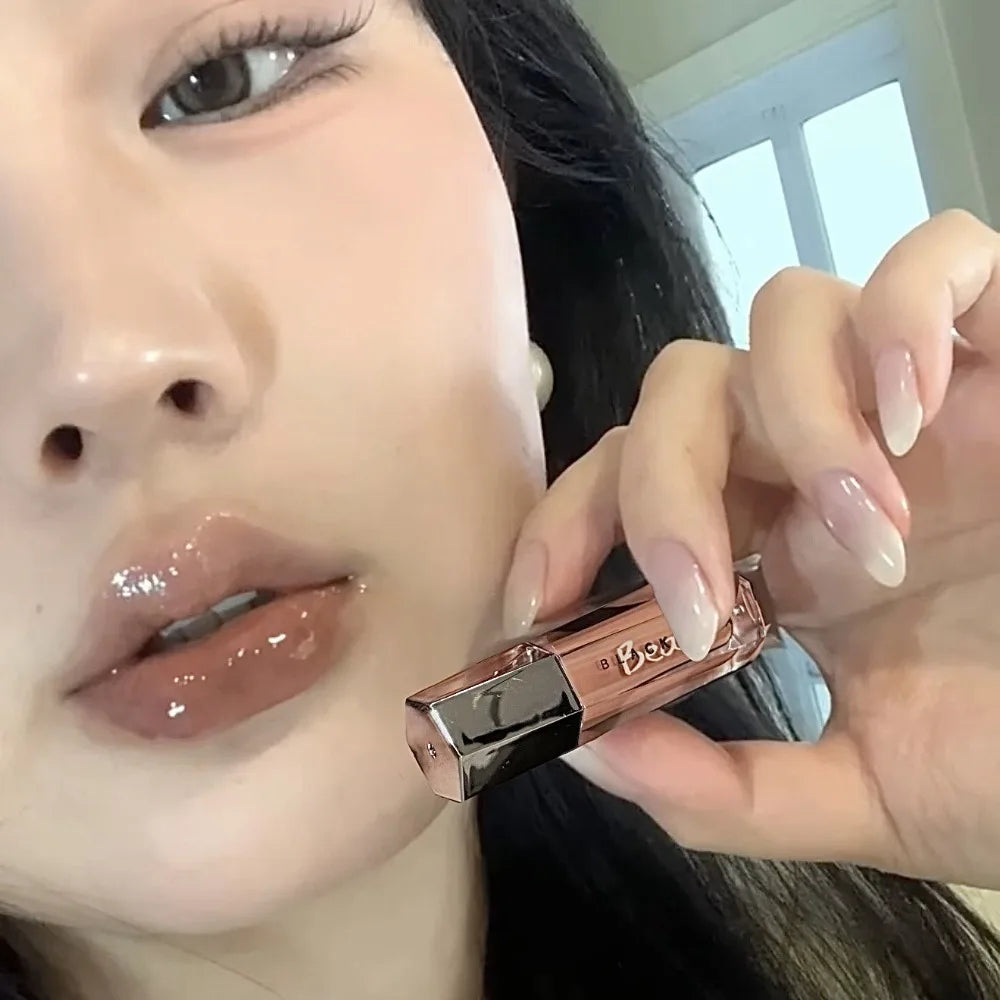 6 Colors Mirror Lip Gloss Glass Mirror Water-light Waterproof Moisturizing Liquid Lipstick Lasting Red Brown Lips Glaze Makeup