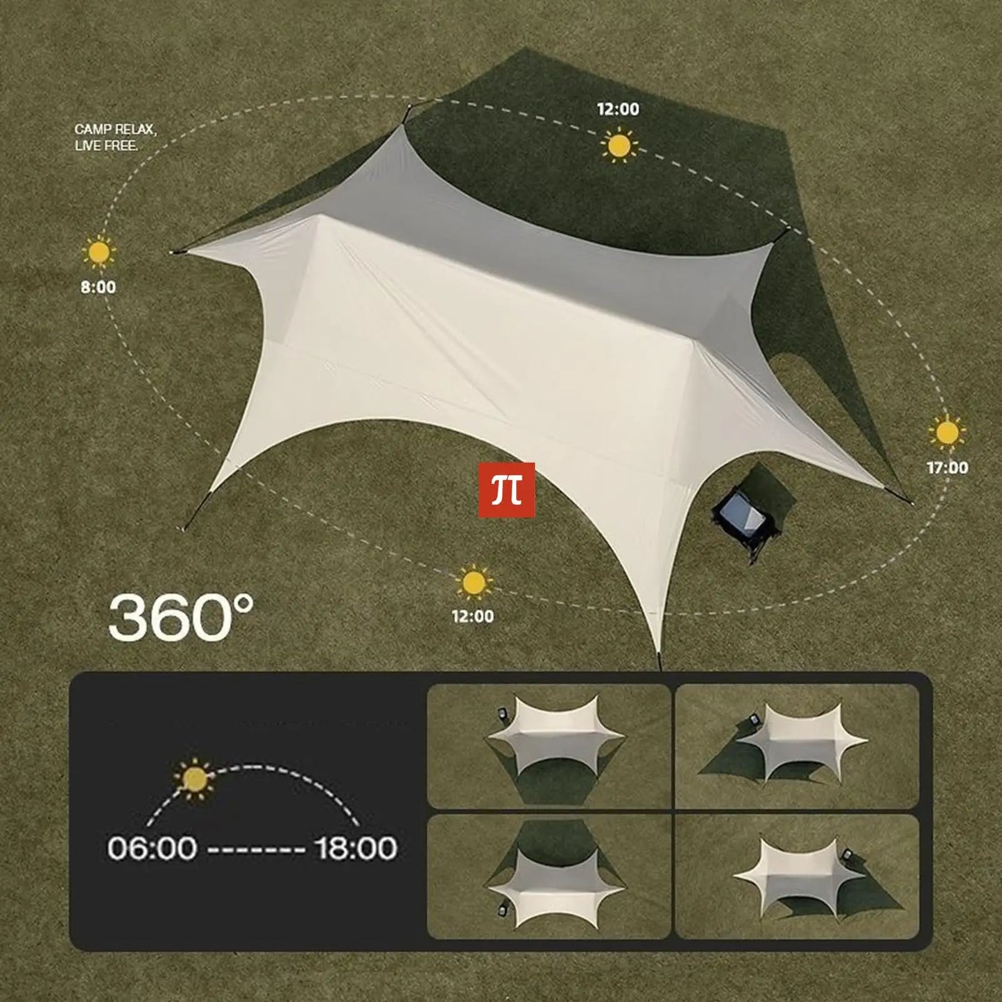 ACamping Gazebo Hexagonal Rainproof Shelter Foldable Quick-opening Windproof Butterfly Picnic Outdoor Shade Tent Outdoor Camping