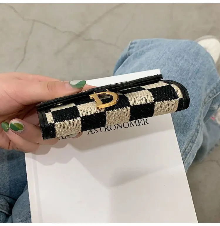 New Black and White Check Exquisite High-End Multi-Card Holder for Women