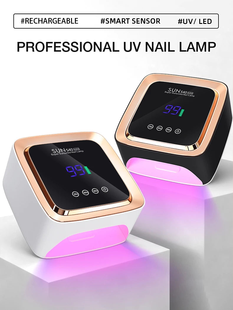 180W Cordless UV LED Nail Lamp With LCD Display Wireless 57LEDS Nail Drying Lamp For Drying Polish Gel Rechargeable Salon Tools