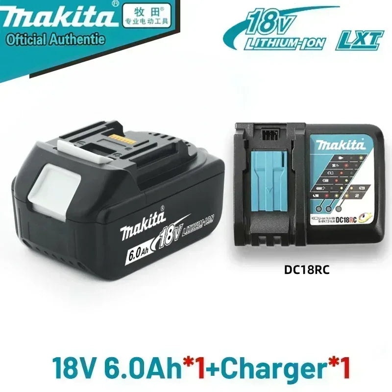 Original Makita 18V battery 6.0Ah Two Batteries One Charger Fast Charge DC18RC+BL1860B  makita outillages kit complet