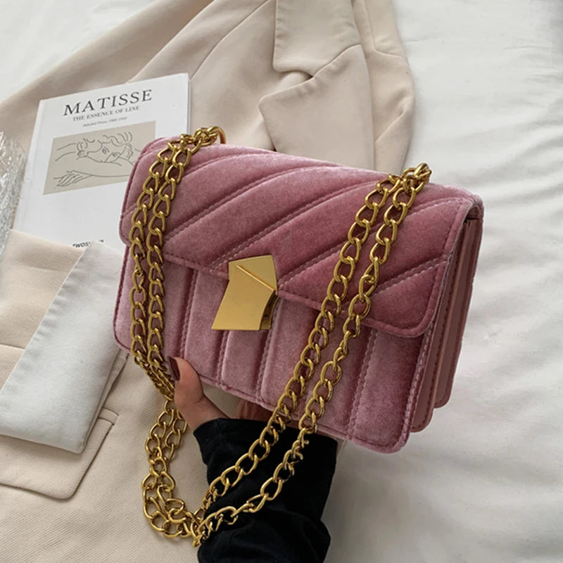 Women Velvet Underarm Bag New Light Luxury Simple One Shoulder Crossbody Bag Korean Fashionable Suede Versatile Small Square Bag