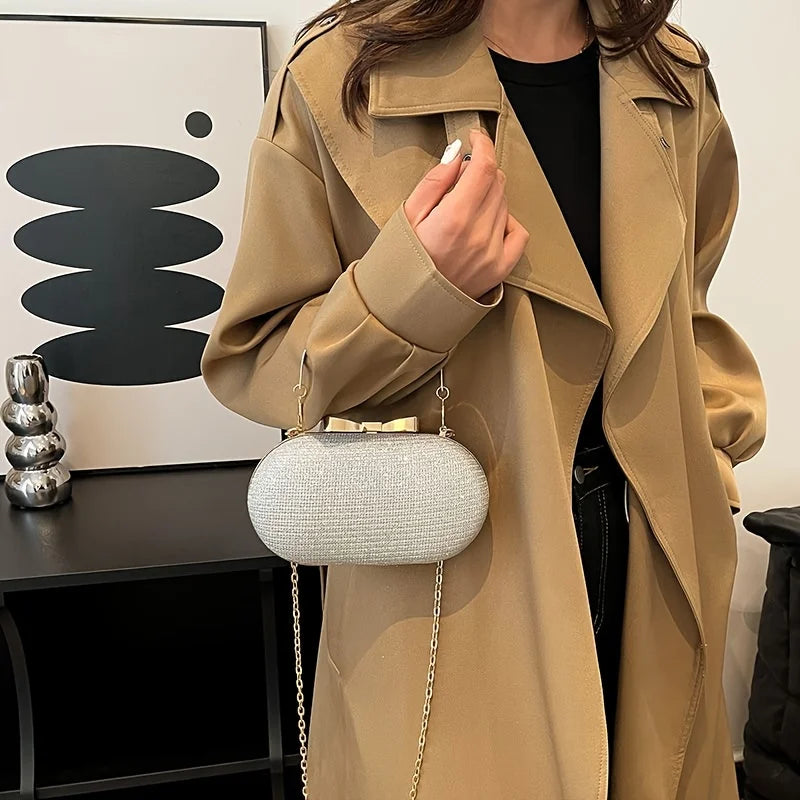 Light luxury sequined hand-held dinner bag, elegant style bag, high-end chain single-shoulder crossbody bag