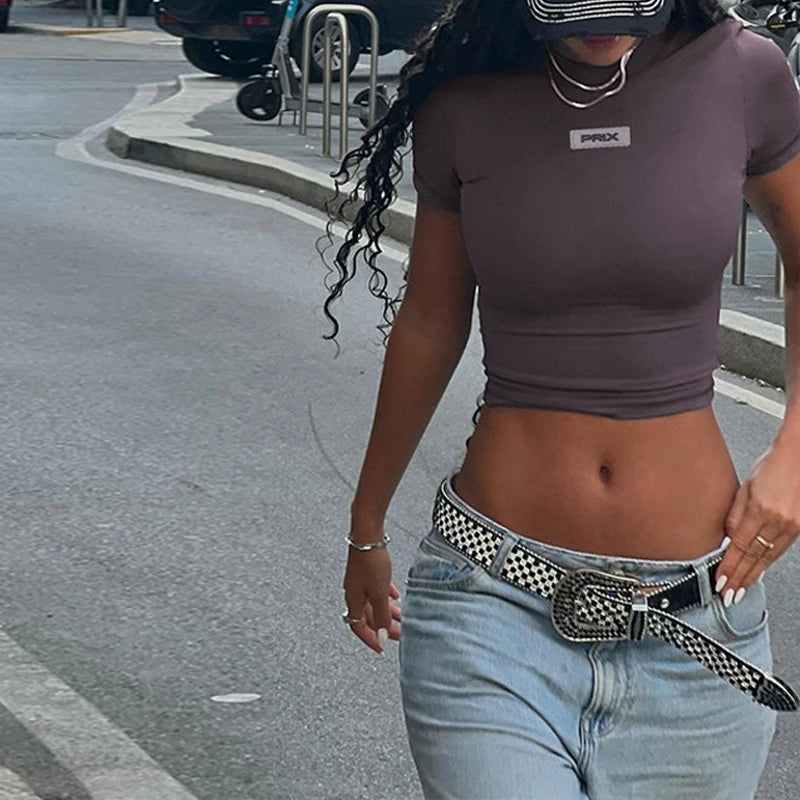 Women Y2K Tops Zipper Long Sleeve Causal Basic Skinny T Shirt Streetwear Solid Pullovers Harajuku Crop Tops Female Clothes