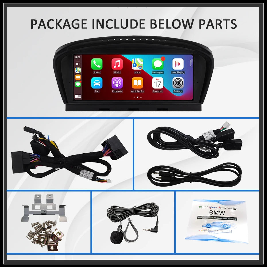 8.8" Car Multimedia linux Screen Carplay Android Auto For BMW 5/3 Series E60 E61 E63 E64 E90 E91 E92 2004-2012 autolink airplay