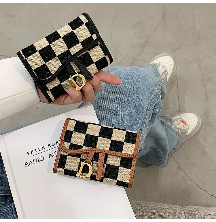 New Black and White Check Exquisite High-End Multi-Card Holder for Women