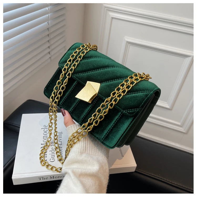 Women Velvet Underarm Bag New Light Luxury Simple One Shoulder Crossbody Bag Korean Fashionable Suede Versatile Small Square Bag
