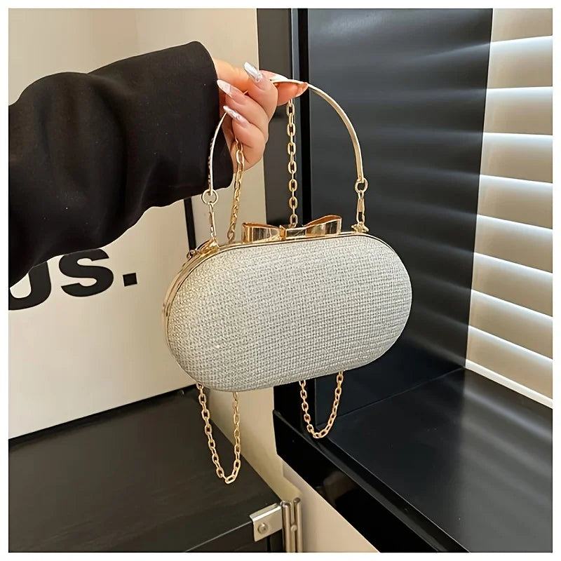 Light luxury sequined hand-held dinner bag, elegant style bag, high-end chain single-shoulder crossbody bag