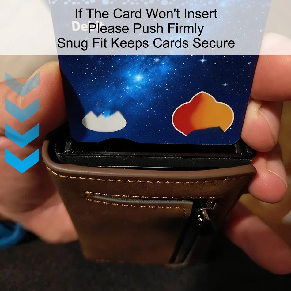 Magnetic Credit Card Holder Luxury Men Wallet Rfid Blocking Pop Up Minimalist Wallet Leather Bank Cardholder Case Vallet for Men