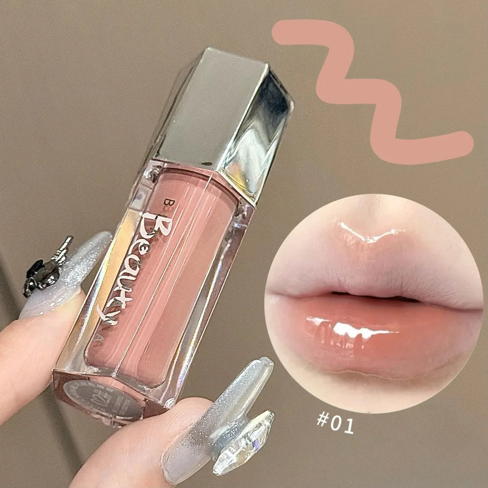 6 Colors Mirror Lip Gloss Glass Mirror Water-light Waterproof Moisturizing Liquid Lipstick Lasting Red Brown Lips Glaze Makeup