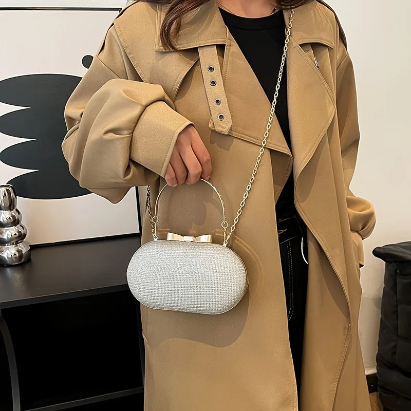 Light luxury sequined hand-held dinner bag, elegant style bag, high-end chain single-shoulder crossbody bag