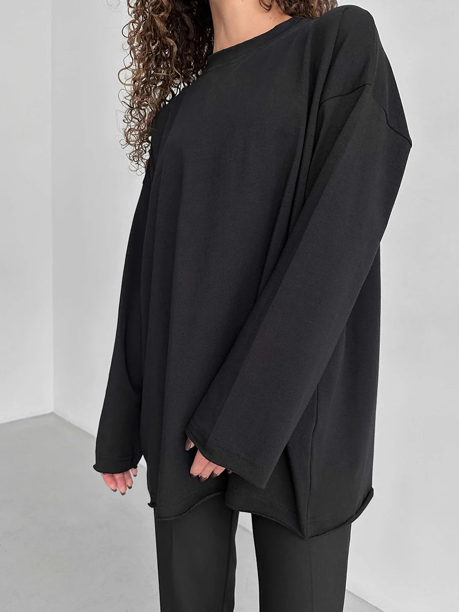 Blubelle Women Autumn 100% Cotton T-shirt Bottoming Spring Basic Fashionable Solid Lady Long Sleeve Loose Tops Shirts