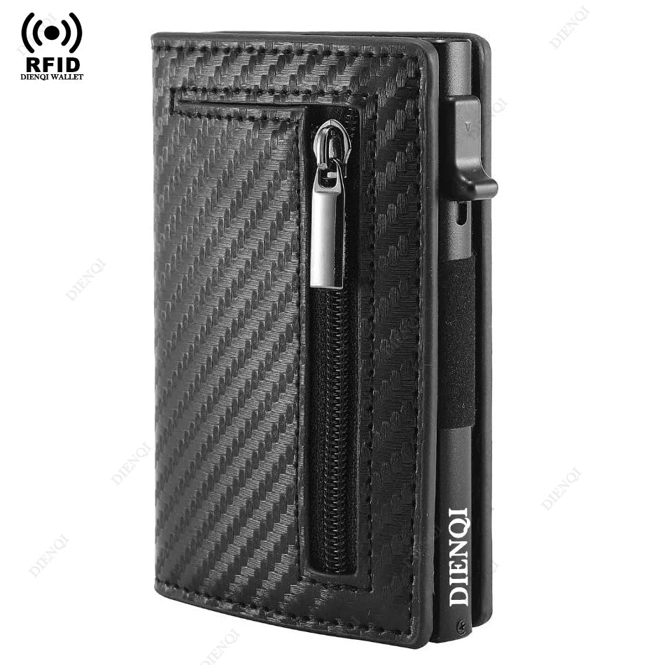 Magnetic Credit Card Holder Luxury Men Wallet Rfid Blocking Pop Up Minimalist Wallet Leather Bank Cardholder Case Vallet for Men