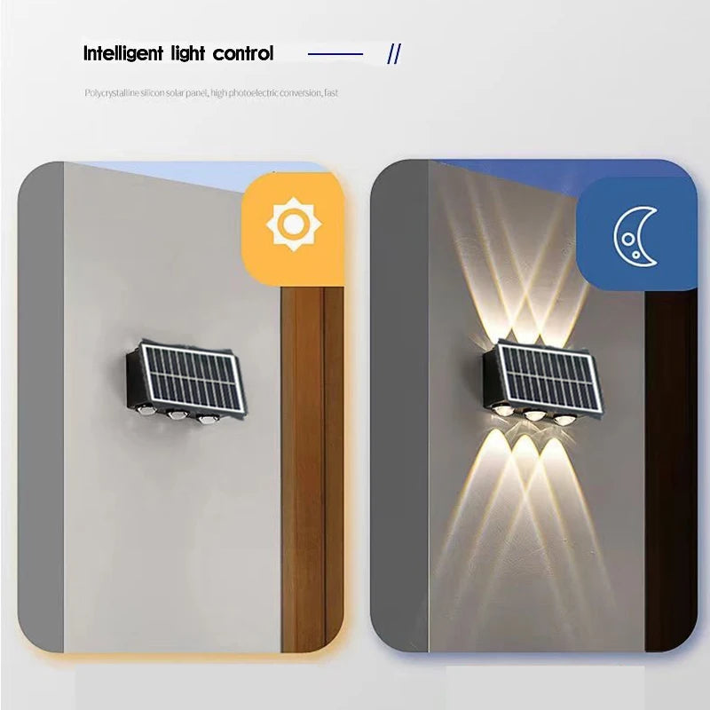Wall Lamp Led House Outdoor Solar Waterproof Up And Down Luminous Lighting Balcony Yard Decoration Garden Exterior Wall Light