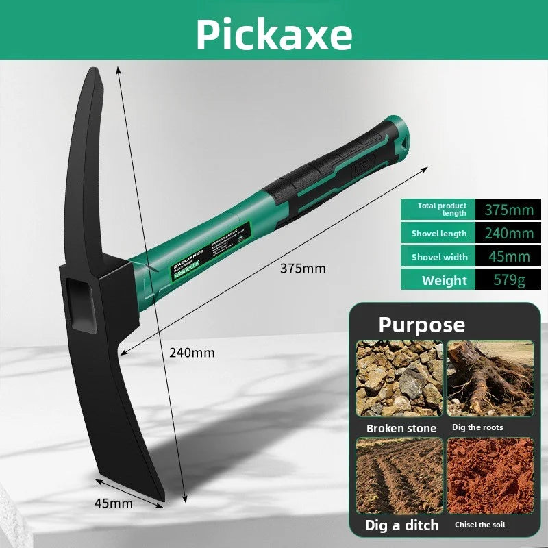 Multifunctional Outdoor Pickaxe  4.6mm Thickness Gardening Tools ,Durable Hoe,Rake,Pickaxe for Digging Planting Weeding