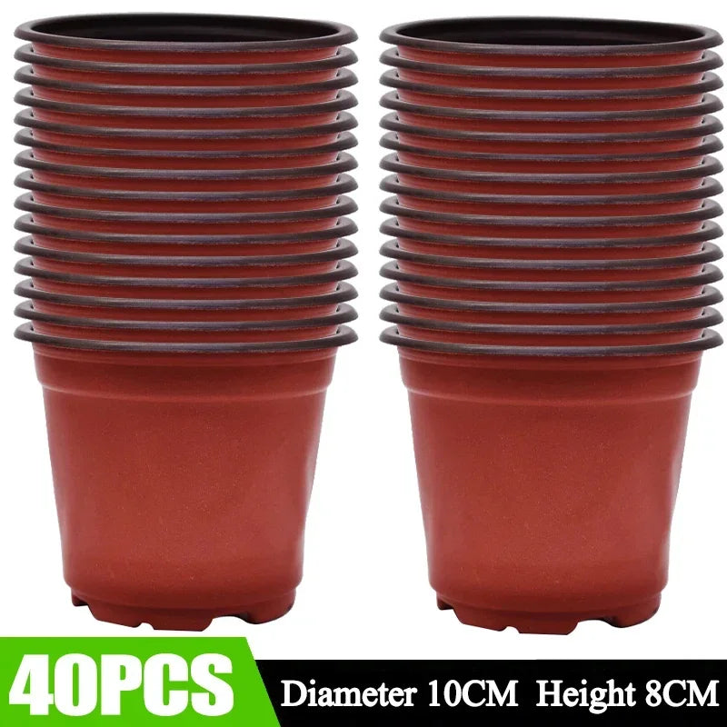 100/20x Flexible Plant Nursery Pots Red and Black Seed Starting Pots Succulents Seedlings Cuttings Transplant Plastic Container