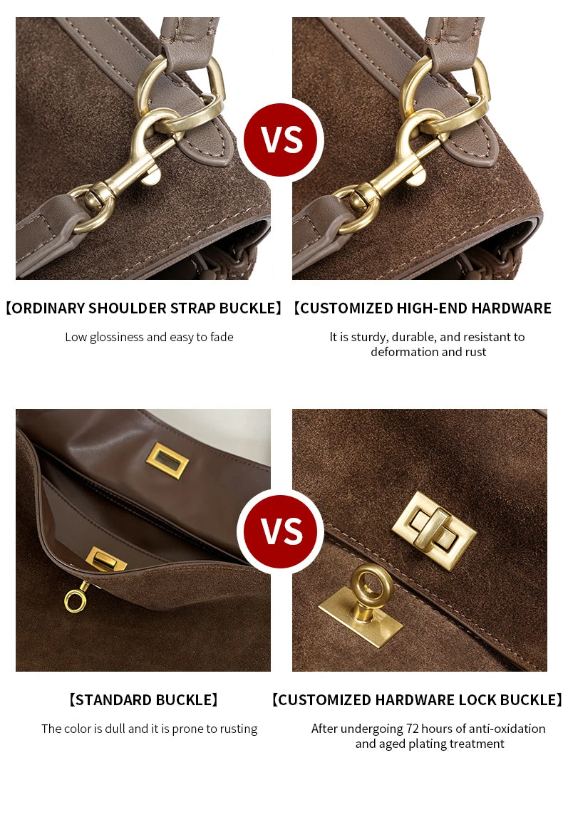 2025 Autumn Winter Women's Suede genuine leather Bag Shoulder Handbag Large Capacity Single Tote Bag Handbag Luxury Designer Bag