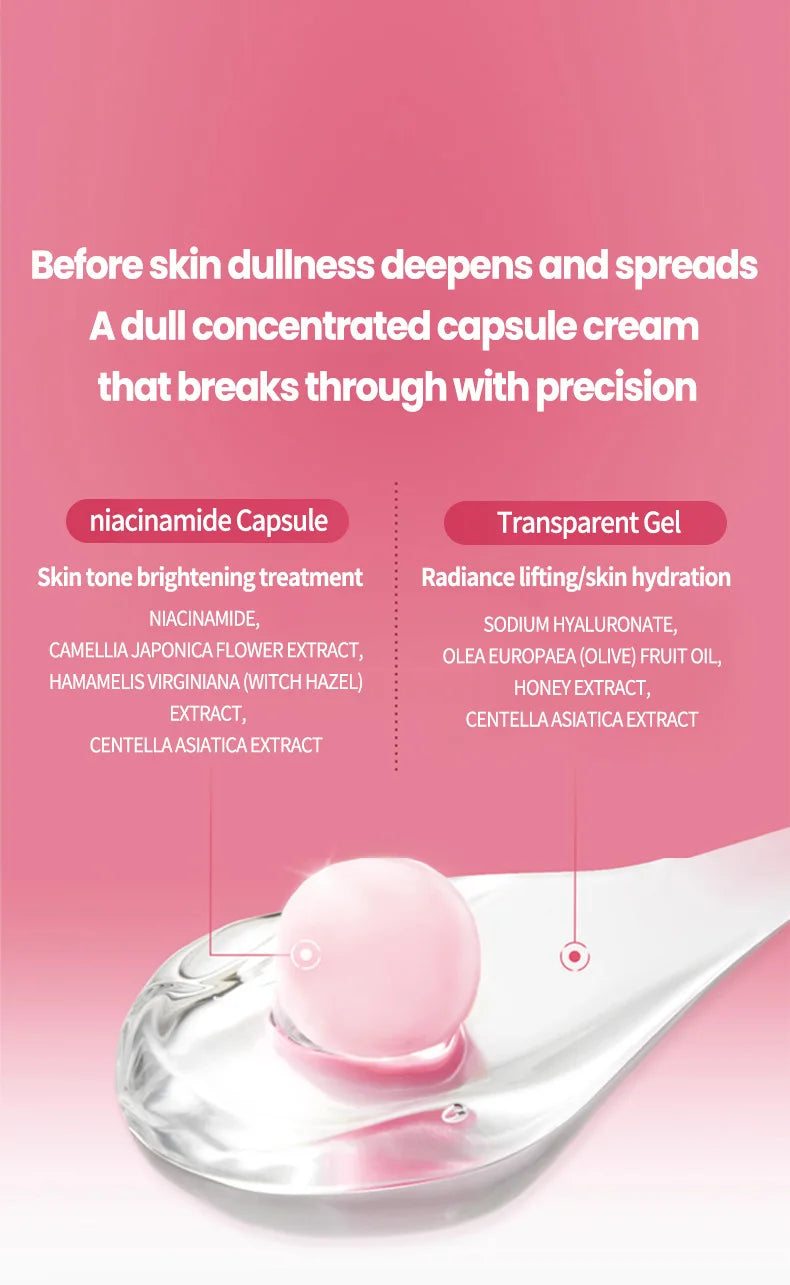 Pink Collagen PDRN Capsule Cream with Niacinamide Cream for Uneven Skin Tone Lightweight Face Moisturizer Non Greasy care