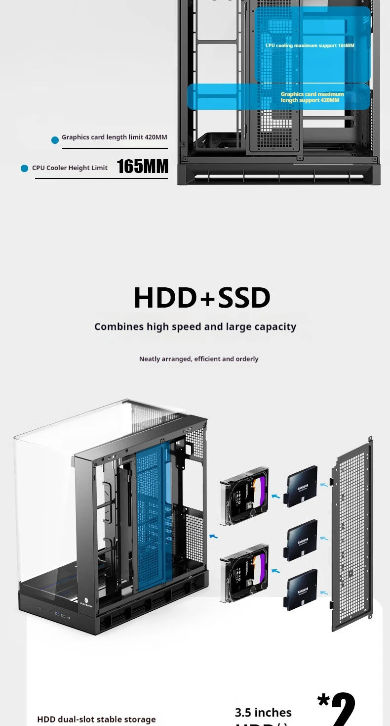 WJCOOLMAN AITO Plus ATX PC case 9.16-inch software screen RGB light strip 360 water cooler curved glass computer case