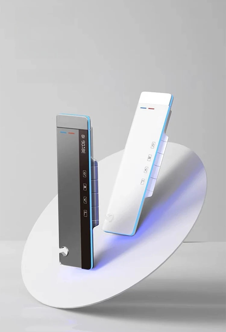 Bathroom Shower Faucet System with Lights Tempered Glass Shower Set Digital Display Copper Mixer Shower Faucet Set