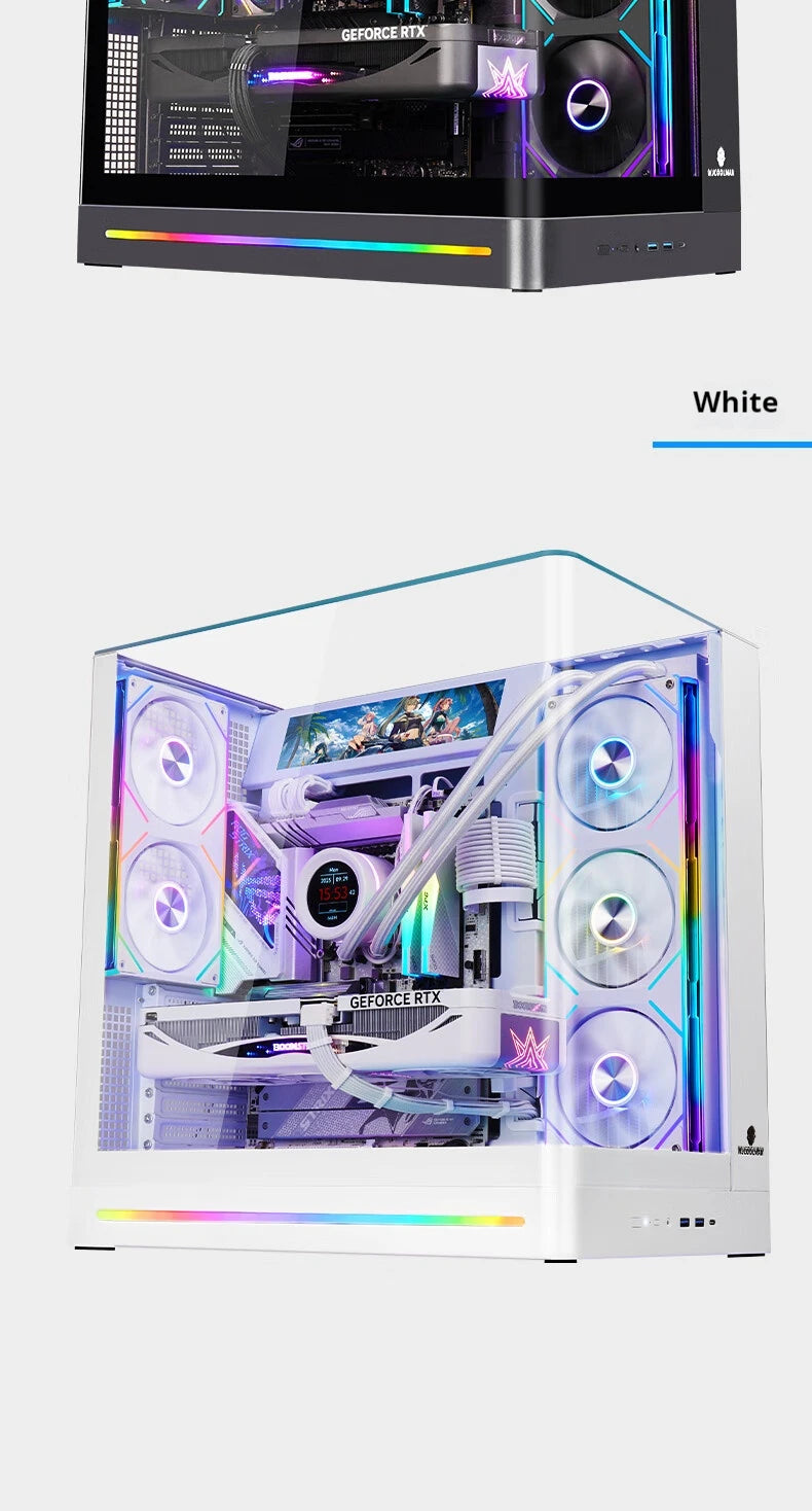 WJCOOLMAN AITO Plus ATX PC case 9.16-inch software screen RGB light strip 360 water cooler curved glass computer case