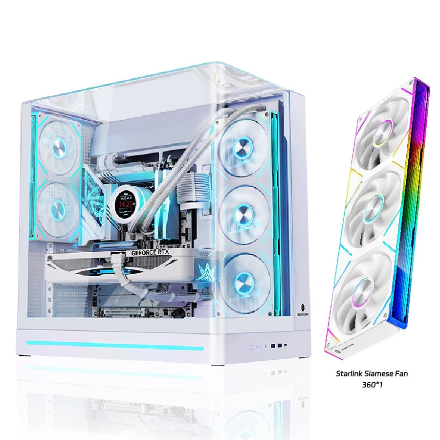 WJCOOLMAN AITO Plus ATX PC case 9.16-inch software screen RGB light strip 360 water cooler curved glass computer case