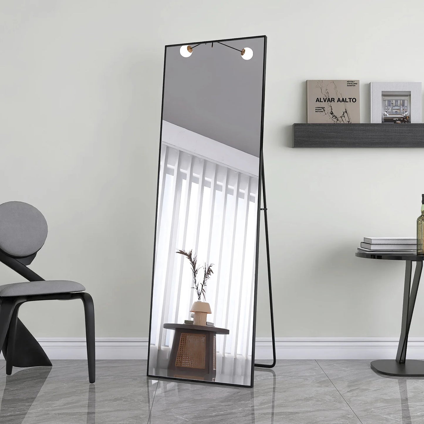 Comanlai Large Floor Mirror,HD Rectangle Full Body Mirror,Tempered Glass Standing Mirror with Aluminium Alloy Frame for Bathroom