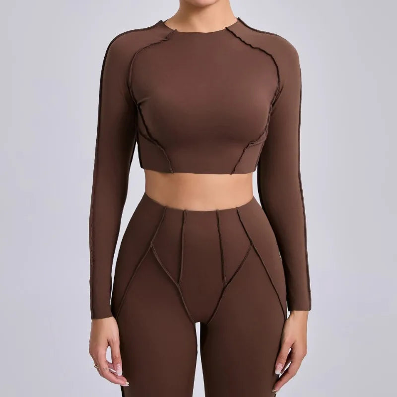 Seamless Yoga Shirts Sports Fitness Tight Quick-drying Long-Sleeved Yoga T-shirt Dance Running Workout Gym Sports Tops for Women