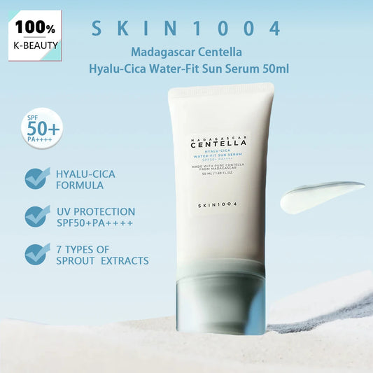 SKIN1004 Madagascar Centella Hyalu-Cica Water-Fit Sun Serum SPF50+ PA++++,Non-Stripping,Strong Sun Shield,K-Beauty,Korean Makeup