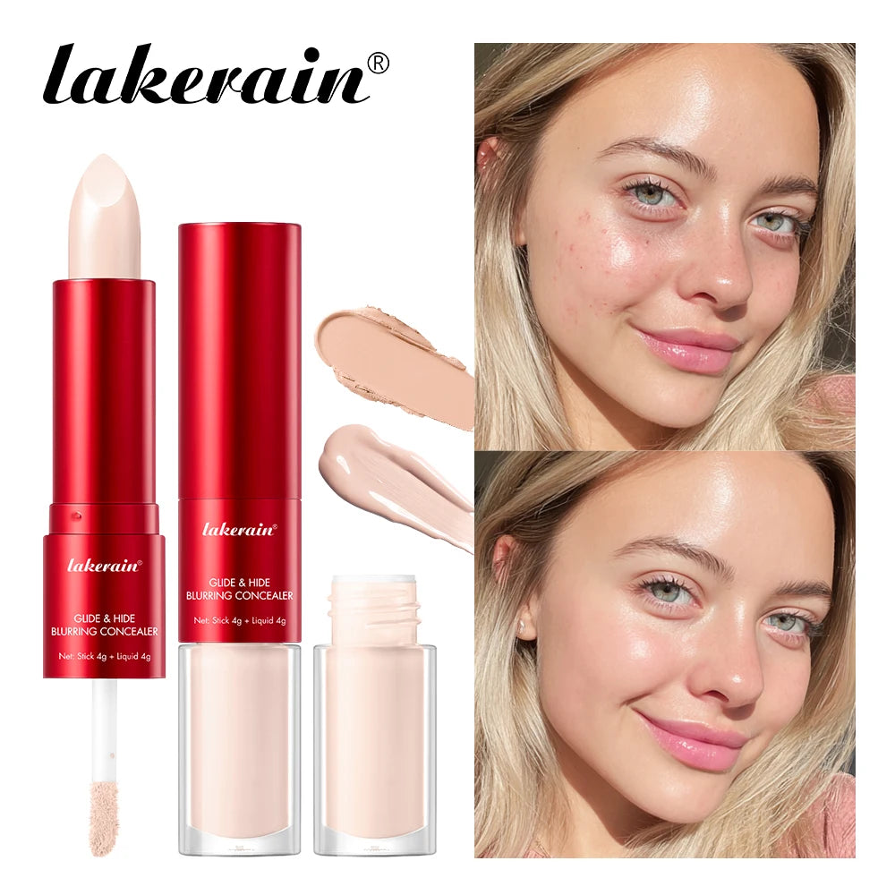 2 In 1 Glide & Hide Blurring Concealer Long-Lasting Full Coverage Foundation Waterproof Liquid Female Makeup for All Skin Types