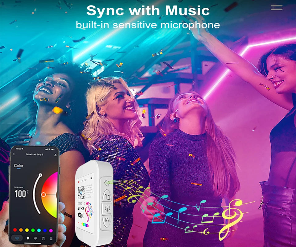Wifi Led Strip Lights 220v 5050 Bluetooth Led Tape Light Strip Music Sync Led Lighting Strips Adhesive Smart Led Strip 12v Rgb