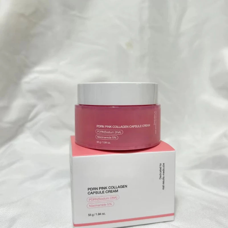 Pink Collagen PDRN Capsule Cream with Niacinamide Cream for Uneven Skin Tone Lightweight Face Moisturizer Non Greasy care