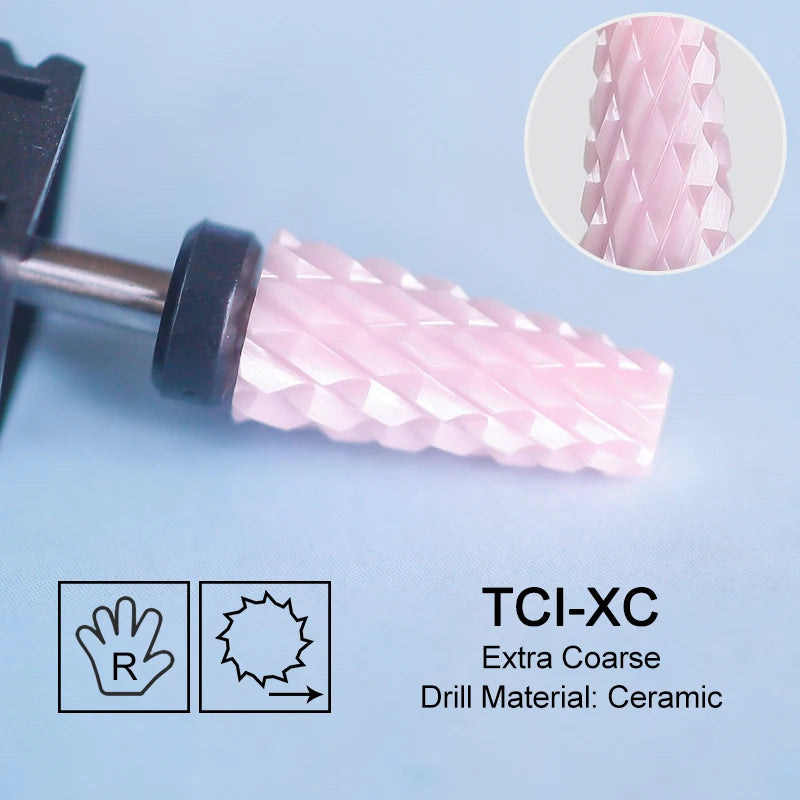 Ceramic Milling Cutter Flame Carbide Nail Drill Bits Pink Gel Remover Electric Machine Drills Polishing Peeling Nails Art Tools