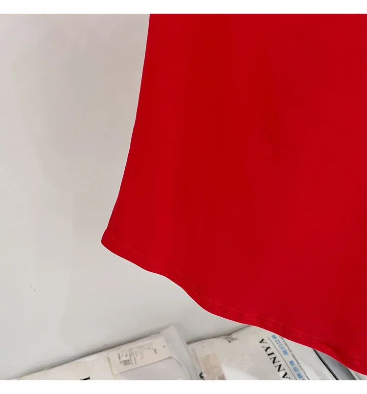 Zjaiss 2026 Summer High Quality Casual V-Neck Women T Shirt Sexy Slim Short Sleeves Fashion Trend Solid Clothing Y2k Tops