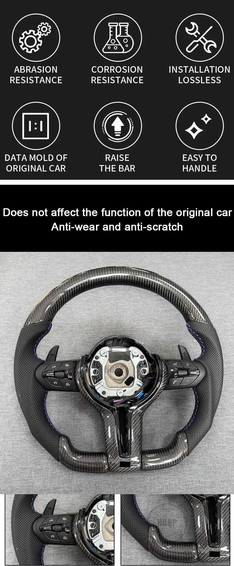 Suitable for BMW F30 F10 F31 F20 F25 F22 F36 F33 F32 F80 F82 F11 F18 F01 F90 E90 carbon fiber steering wheel