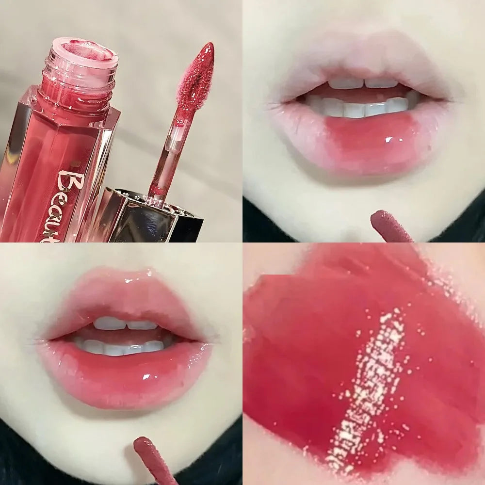 6 Colors Mirror Lip Gloss Glass Mirror Water-light Waterproof Moisturizing Liquid Lipstick Lasting Red Brown Lips Glaze Makeup