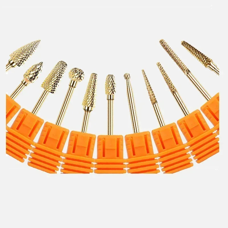 Milling Cutter Golden Carbide Nail Drill Bits For Electric Nail Drill Manicure Machine Pedicure Nail Files Accessories