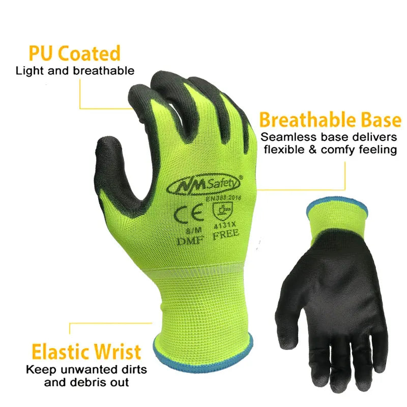 24Pieces/12Pairs Professional Working Protective Gloves For Men Construction Women Garden Nylon Running Glove Obtained CE EN388.